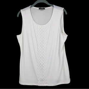 Tommy Hilfiger Cream Tank Top w/Crochet Detail Down the Front; Spandex SZ L
